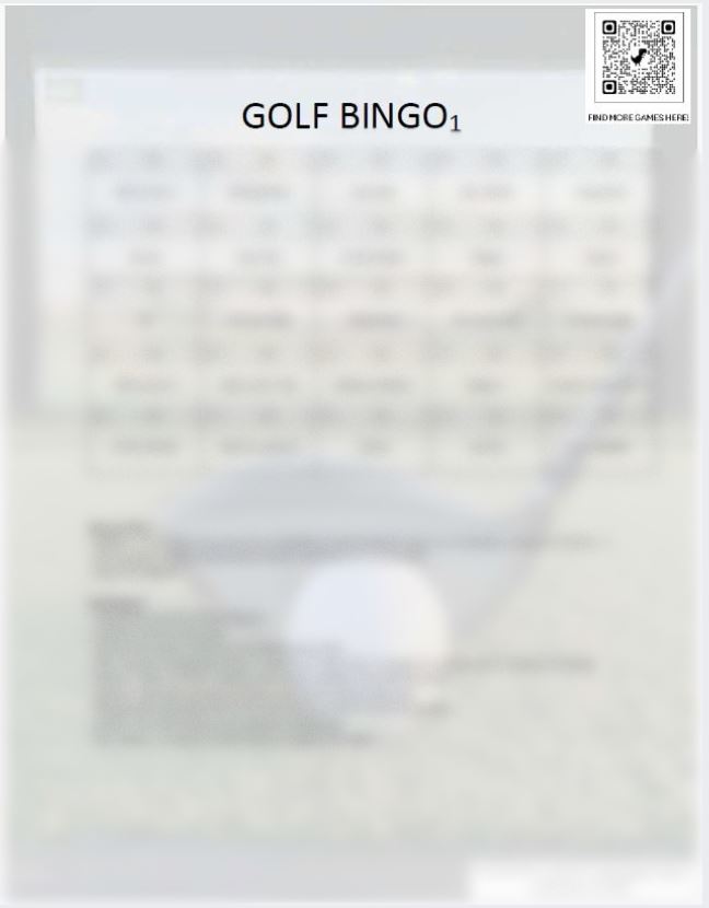 Golf Bingo Template (One Card)